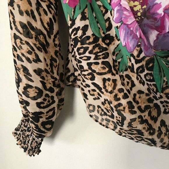 INC Leopard-Print with Floral Details Top Size S - Picture 6 of 10